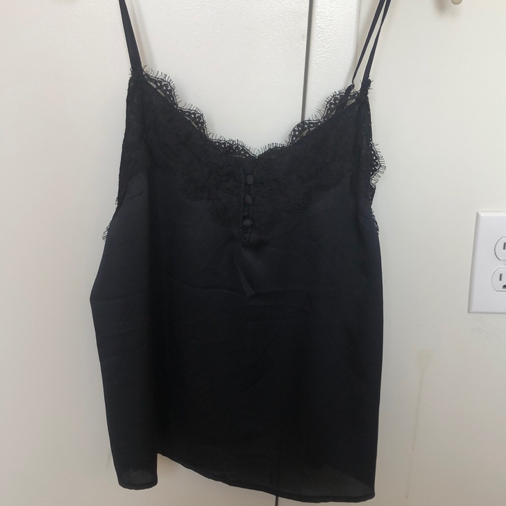 Black silk spaghetti strap top